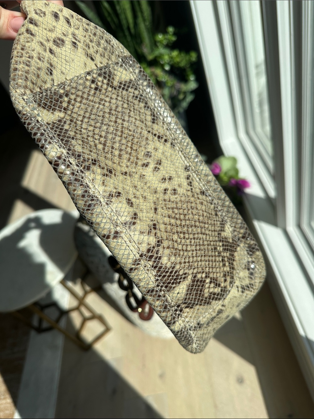 Michael Kors Taupe and Brown Snake-Print Shoulder Hobo - Picture 7 of 9